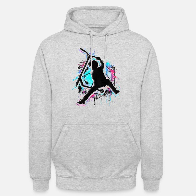 Stunt Scooter coloré - Scooter de cascade coloré - Sweat-shirt à capuche unisexe - gris clair chiné