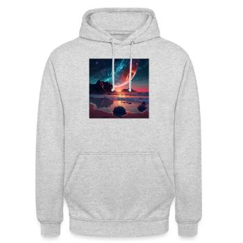 Phantasy Worlds, Design 1 - Unisex Hoodie - Hellgrau meliert - Vorne - Alina (178cm) & Michal (187cm)