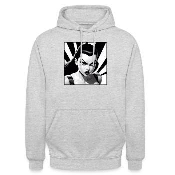 Monochrome Pop Art - Unisex Hoodie - Hellgrau meliert - Vorne - Alina (178cm) & Michal (187cm)