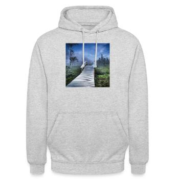 Brücke - Unisex Hoodie - Hellgrau meliert - Vorne - Alina (178cm) & Michal (187cm)