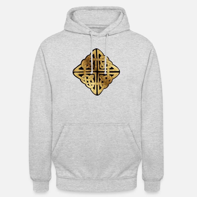 Celtic5 Pergament schwarzer Hintergrund - Unisex Hoodie - Hellgrau meliert