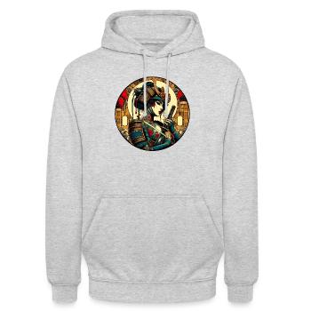 Samourai girl - Sweat-shirt à capuche unisexe - gris clair chiné - Devant - Alina (178cm) & Michal (187cm)