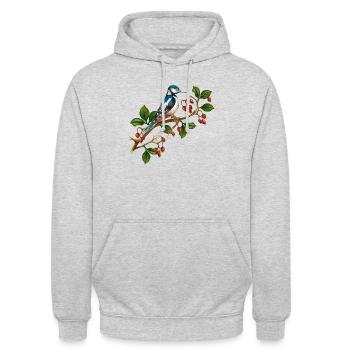 Bunter Vogel - Unisex Hoodie - Hellgrau meliert - Vorne - Alina (178cm) & Michal (187cm)