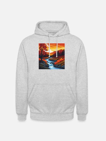 Pixelart Landscape - Unisex Hoodie - Hellgrau meliert