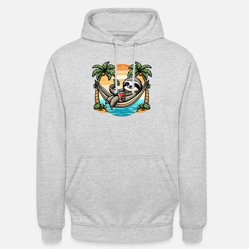 Paresseux dans un hamac - Sweat-shirt à capuche unisexe - gris clair chiné