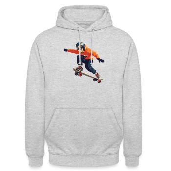 Astuces de skateboard - Sweat-shirt à capuche unisexe - gris clair chiné - Devant - Alina (178cm) & Michal (187cm)