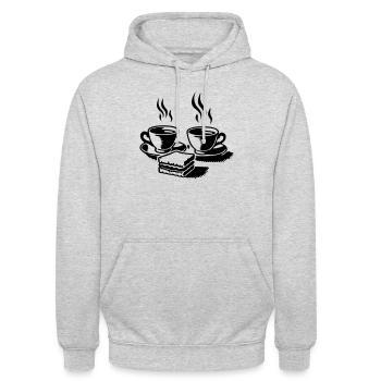 Kaffee Pause - Unisex Hoodie - Hellgrau meliert - Vorne - Alina (178cm) & Michal (187cm)