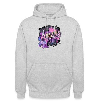 STUPÉFIANT - Sweat-shirt à capuche unisexe - gris clair chiné - Devant - Alina (178cm) & Michal (187cm)