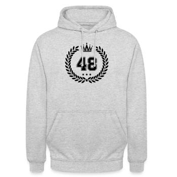 wappen 48 - Unisex Hoodie - Hellgrau meliert - Vorne - Alina (178cm) & Michal (187cm)