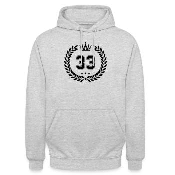 Armoiries 33 - Sweat-shirt à capuche unisexe - gris clair chiné - Devant - Alina (178cm) & Michal (187cm)