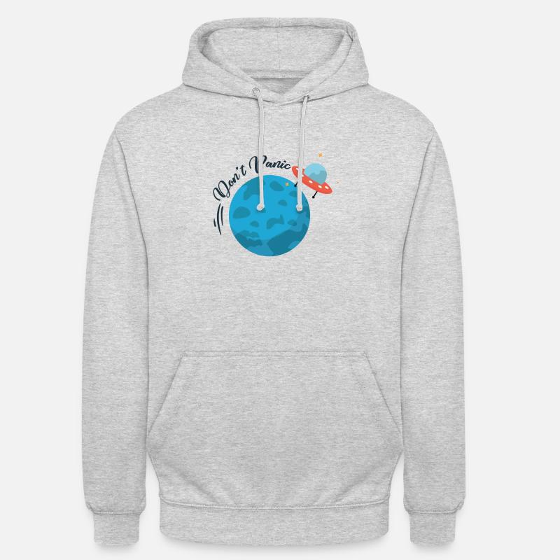 Ne paniquez pas extraterrestre - Sweat-shirt à capuche unisexe - gris clair chiné