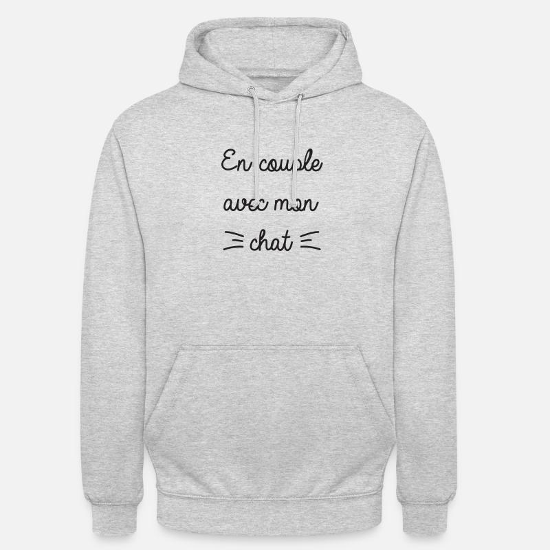 En couple avec mon chat - Sweat-shirt à capuche unisexe - gris clair chiné