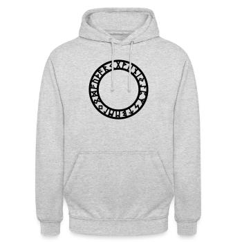 Rune Cercle, magique, symbole, Futhark, Norse - Sweat-shirt à capuche unisexe - gris clair chiné - Devant - Alina (178cm) & Michal (187cm)