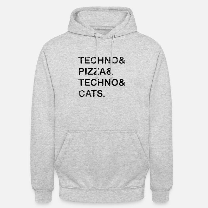 Techno Pizza Techno Cat's Gift - Sweat-shirt à capuche unisexe - gris clair chiné