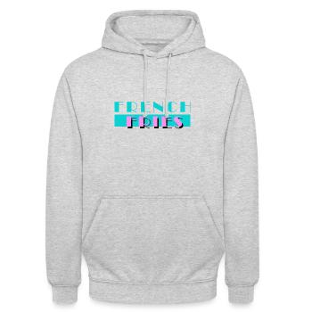 French Fries Pommes Frites Essen Fast Food Fritten - Unisex Hoodie - Hellgrau meliert - Vorne - Alina (178cm) & Michal (187cm)