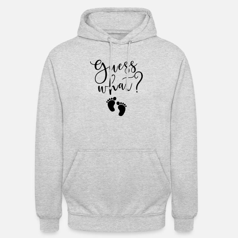 Devinez quel cadeau de grossesse - Sweat-shirt à capuche unisexe - gris clair chiné