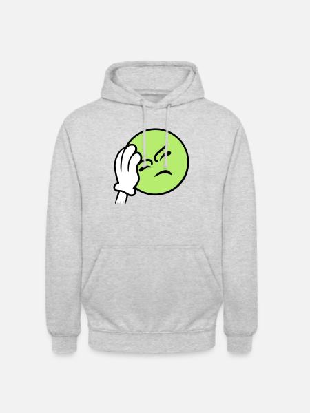 Emoticon Frustration / facepalm emoji (3c) - Unisex Hoodie - light heather grey