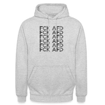 Fuck AFD Politik Geschenk - Unisex Hoodie - Hellgrau meliert - Vorne - Alina (178cm) & Michal (187cm)