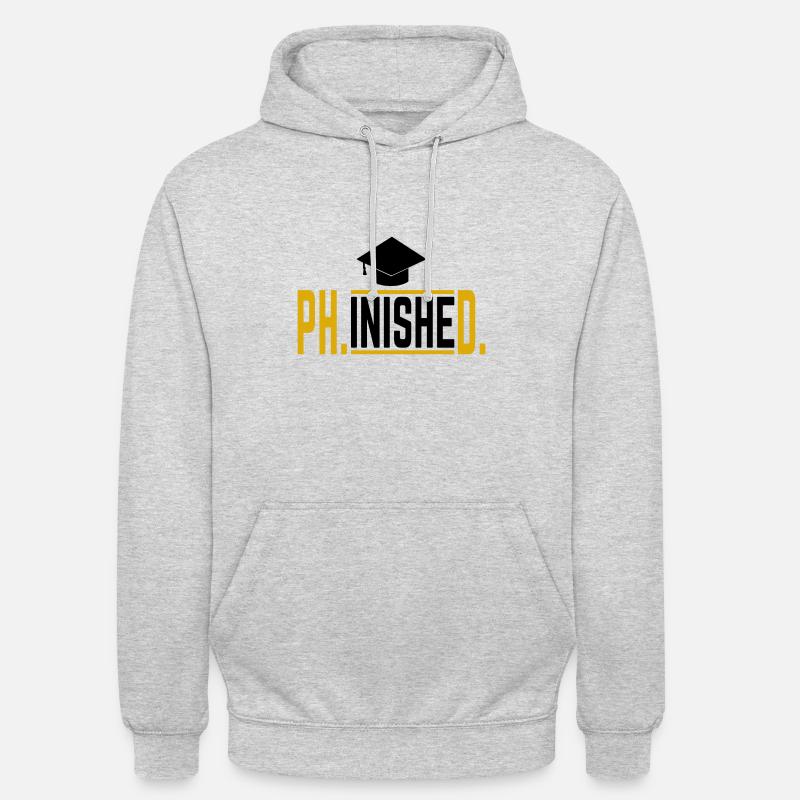 Phinished Phd Doktor Abschluss Geschenk - Unisex Hoodie - Hellgrau meliert