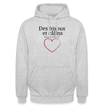 Des bisous et câlins - Sweat-shirt à capuche unisexe - gris clair chiné - Devant - Alina (178cm) & Michal (187cm)