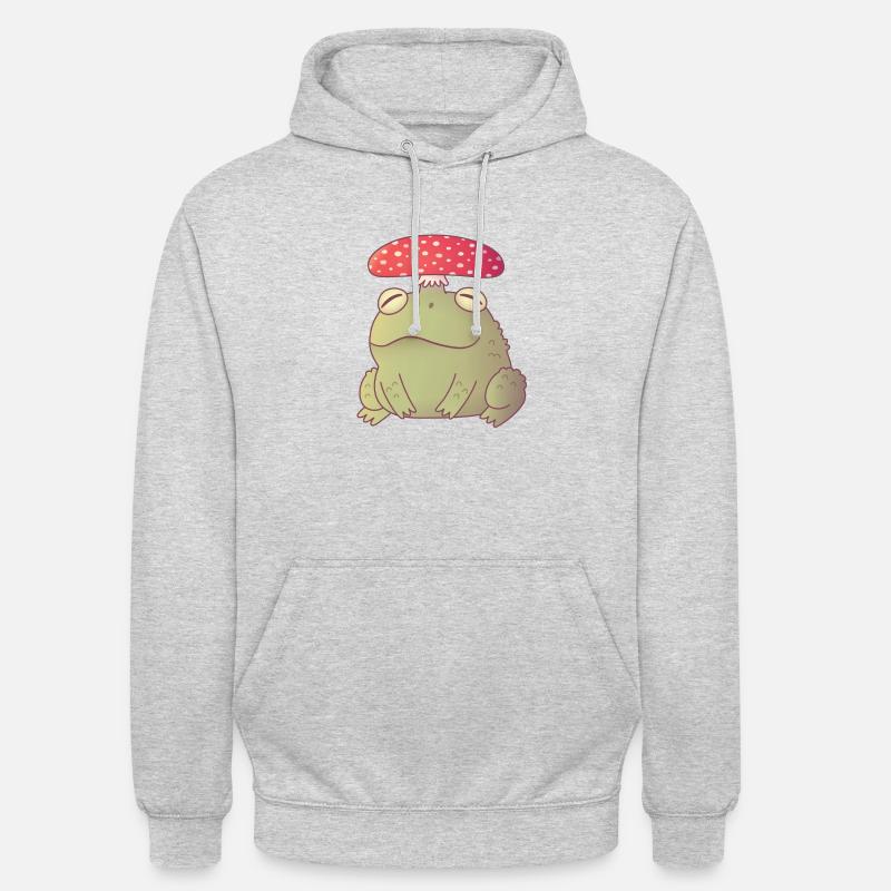 Sød Paddehatte Padde Doodle - Hættetrøje unisex - lysegrå meleret