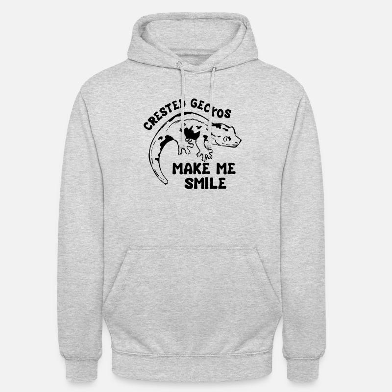 Ironischer Spruch „Crested Geckos“ - Unisex Hoodie - Hellgrau meliert