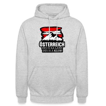 AUSTRIA ÖSTERREICH DES IS KA LAND DES IS A KLUB - Unisex Hoodie - Hellgrau meliert - Vorne - Alina (178cm) & Michal (187cm)