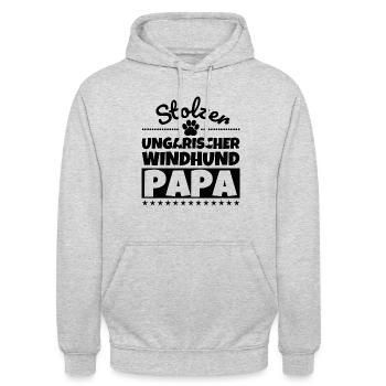 Ungarischer Windhund lustig Herrchen Hund - Unisex Hoodie - Hellgrau meliert - Vorne - Alina (178cm) & Michal (187cm)