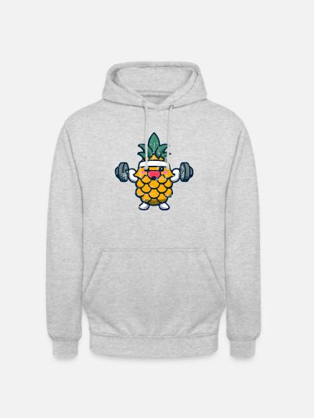 Sporty pineapple with dumbbells - Unisex Hoodie - light heather grey