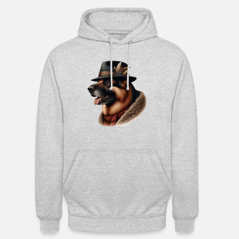 Deutscher Schäferhund Kunst - Unisex Hoodie - Hellgrau meliert