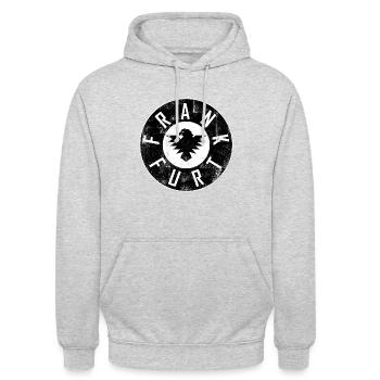 Frankfurt am Main - Adler football - Unisex Hoodie - light heather grey - Front - Alina (178cm) & Michal (187cm)