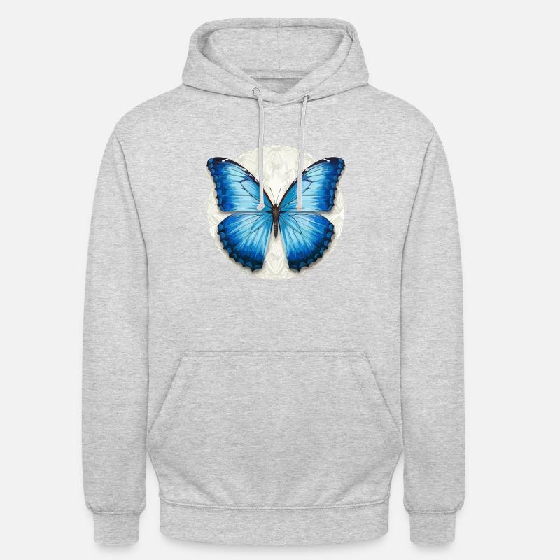 Morpho Papillon Bleu - Sweat-shirt à capuche unisexe - gris clair chiné