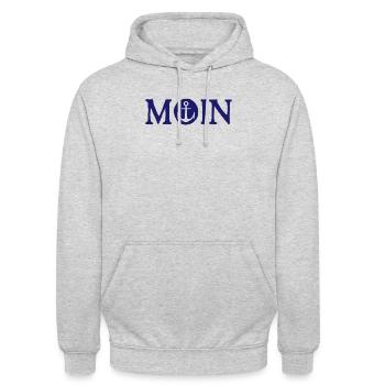 MOIN anchor logo Mer Baltique Mer du Nord vacances côte mer - Sweat-shirt à capuche unisexe - gris clair chiné - Devant - Alina (178cm) & Michal (187cm)