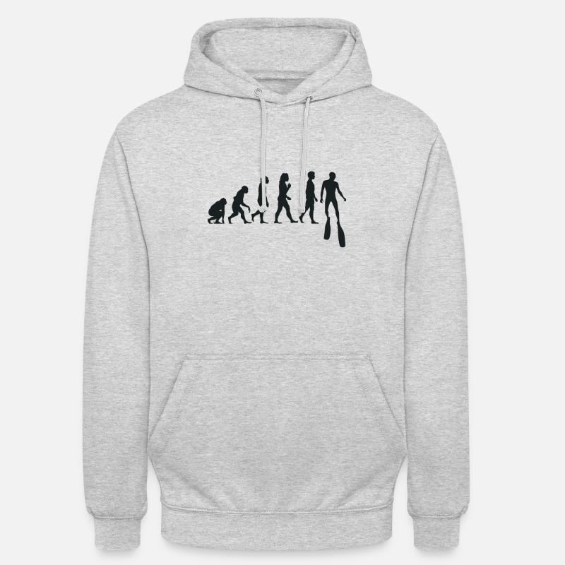 Freitauchen Evolution Apnoetaucher Freitaucher - Unisex Hoodie - Hellgrau meliert