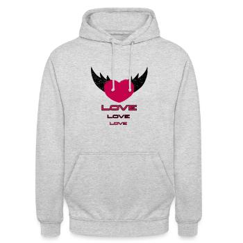 Fliegendes Herz - Unisex Hoodie - Hellgrau meliert - Vorne - Alina (178cm) & Michal (187cm)