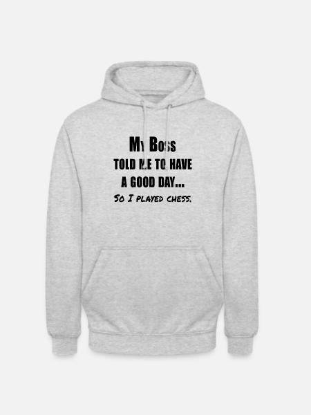 Witziger Schachspruch - Unisex Hoodie - Hellgrau meliert