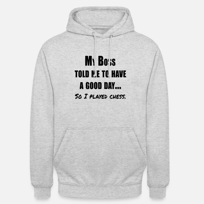 Drôle de dicton d’échecs - Sweat-shirt à capuche unisexe - gris clair chiné
