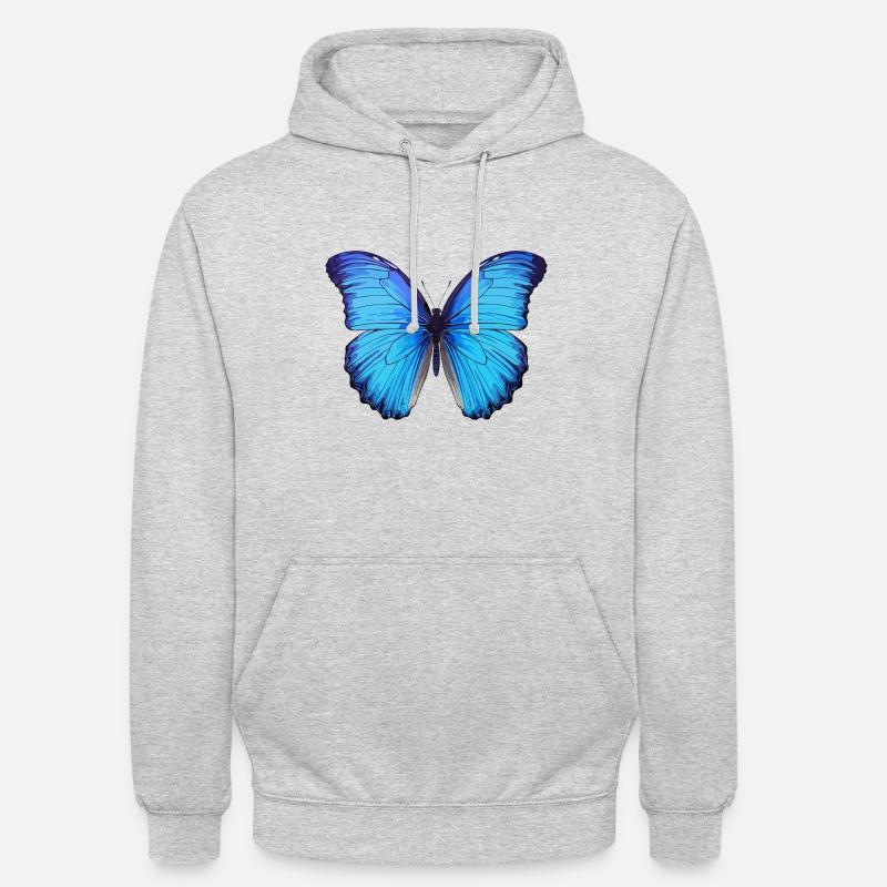 Morpho Papillon Bleu - Sweat-shirt à capuche unisexe - gris clair chiné