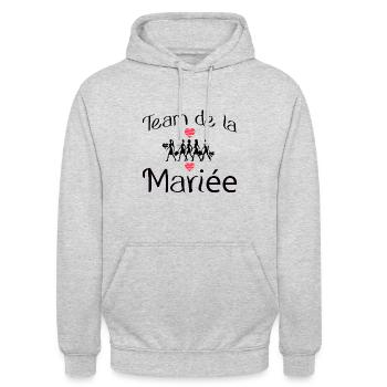 team de la mariée - Sweat-shirt à capuche unisexe - gris clair chiné - Devant - Alina (178cm) & Michal (187cm)