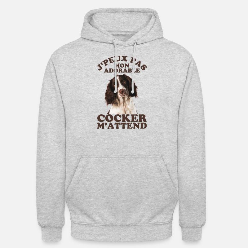 Mon adorable chien cocker - Sweat-shirt à capuche unisexe - gris clair chiné