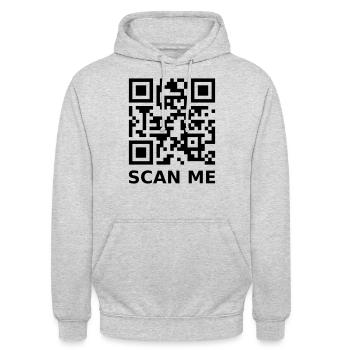 Scan Me | Smartspy - Unisex Hoodie - Hellgrau meliert - Vorne - Alina (178cm) & Michal (187cm)