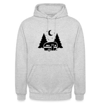 Wohnwagen - Unisex Hoodie - Hellgrau meliert - Vorne - Alina (178cm) & Michal (187cm)