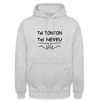 Tel tonton tel neveu pour la vie - Sweat-shirt à capuche unisexe - gris clair chiné - Devant - Alina (178cm) & Michal (187cm)