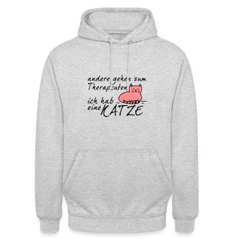 Katze Therapeut - Unisex Hoodie - Hellgrau meliert - Vorne - Alina (178cm) & Michal (187cm)