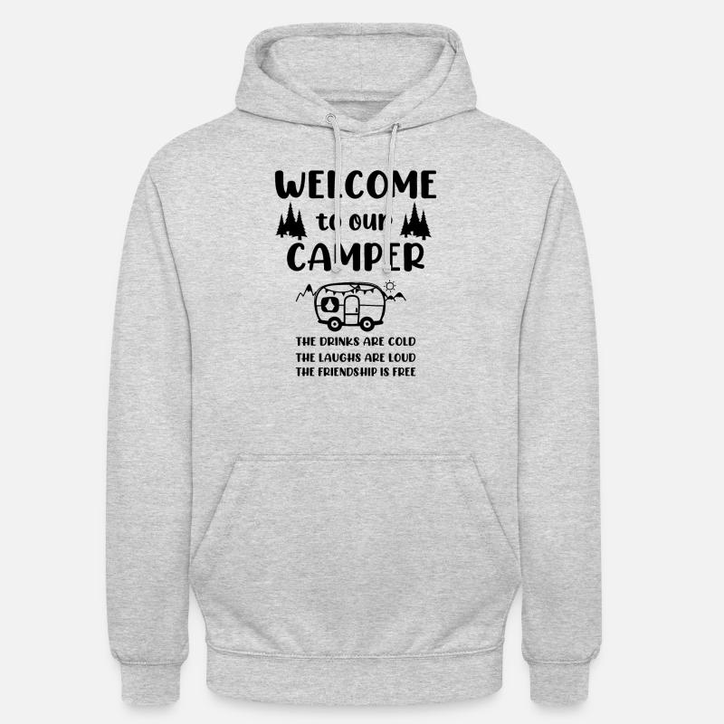 Camping Camping Caravane Camping - Sweat-shirt à capuche unisexe - gris clair chiné