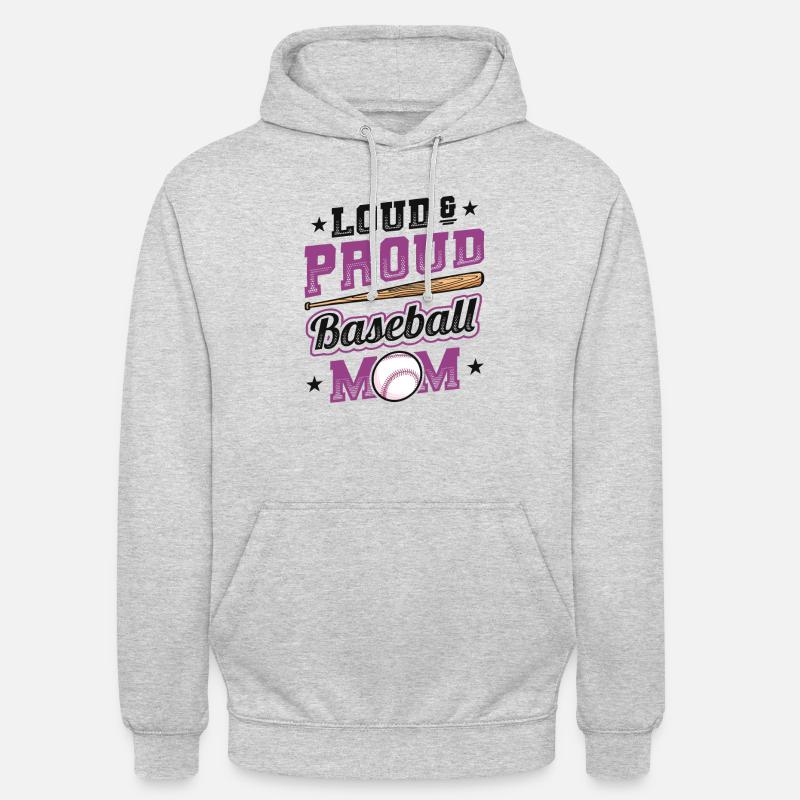 Laut und stolzer Baseball-Mutter - Unisex Hoodie - Hellgrau meliert