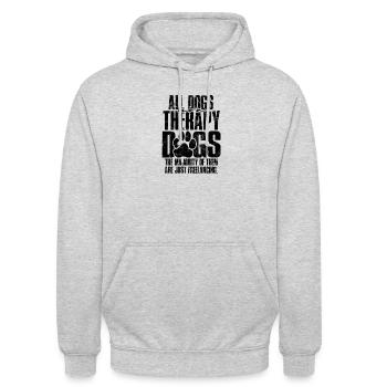 Alle Hunde sind Therapiehunde, die meisten von ihnen - Unisex Hoodie - Hellgrau meliert - Vorne - Alina (178cm) & Michal (187cm)