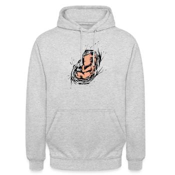 Schwangerschaft Baby Embryo - Unisex Hoodie - Hellgrau meliert - Vorne - Alina (178cm) & Michal (187cm)