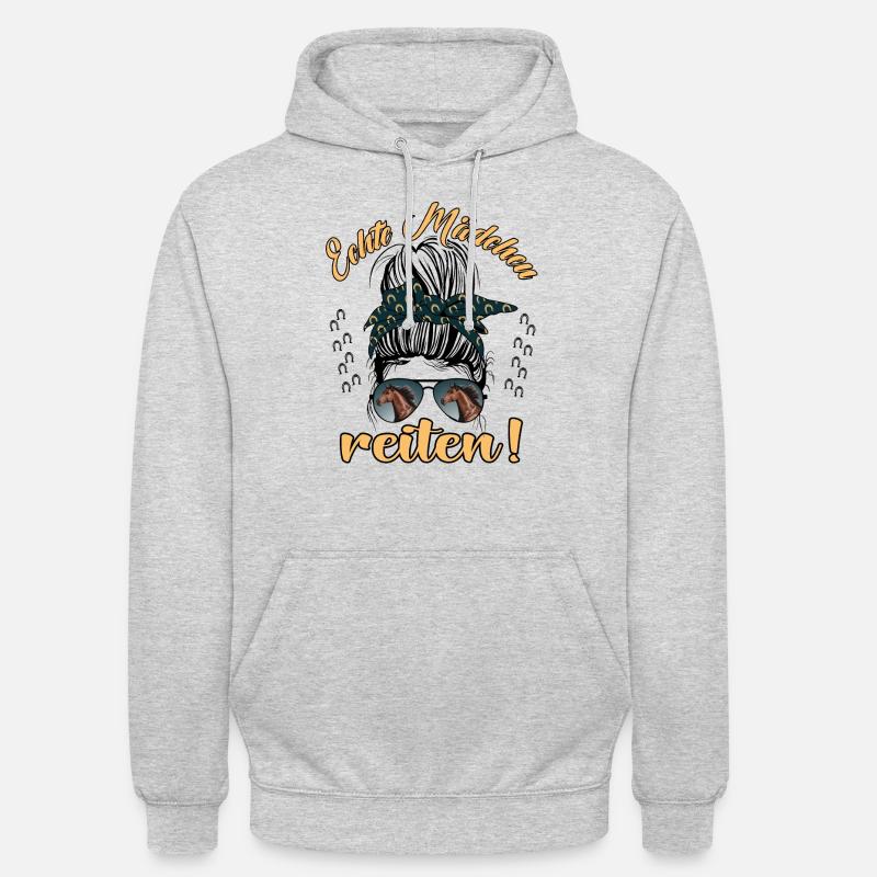 Echte Mädchen Reite Pferde Design - Unisex Hoodie - Hellgrau meliert