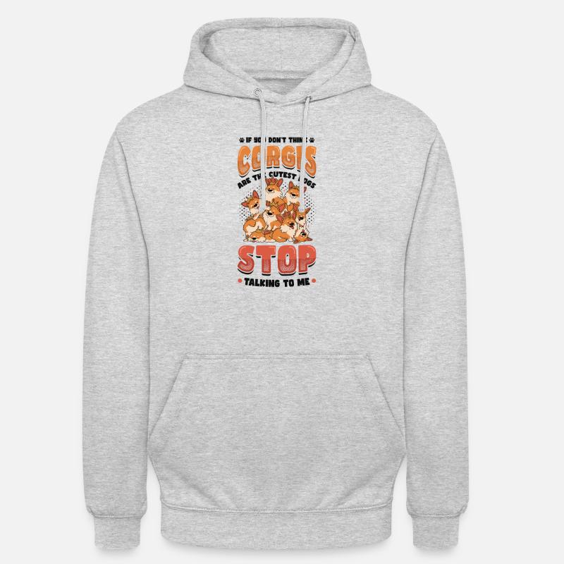 Mignon Corgi - Sweat-shirt à capuche unisexe - gris clair chiné